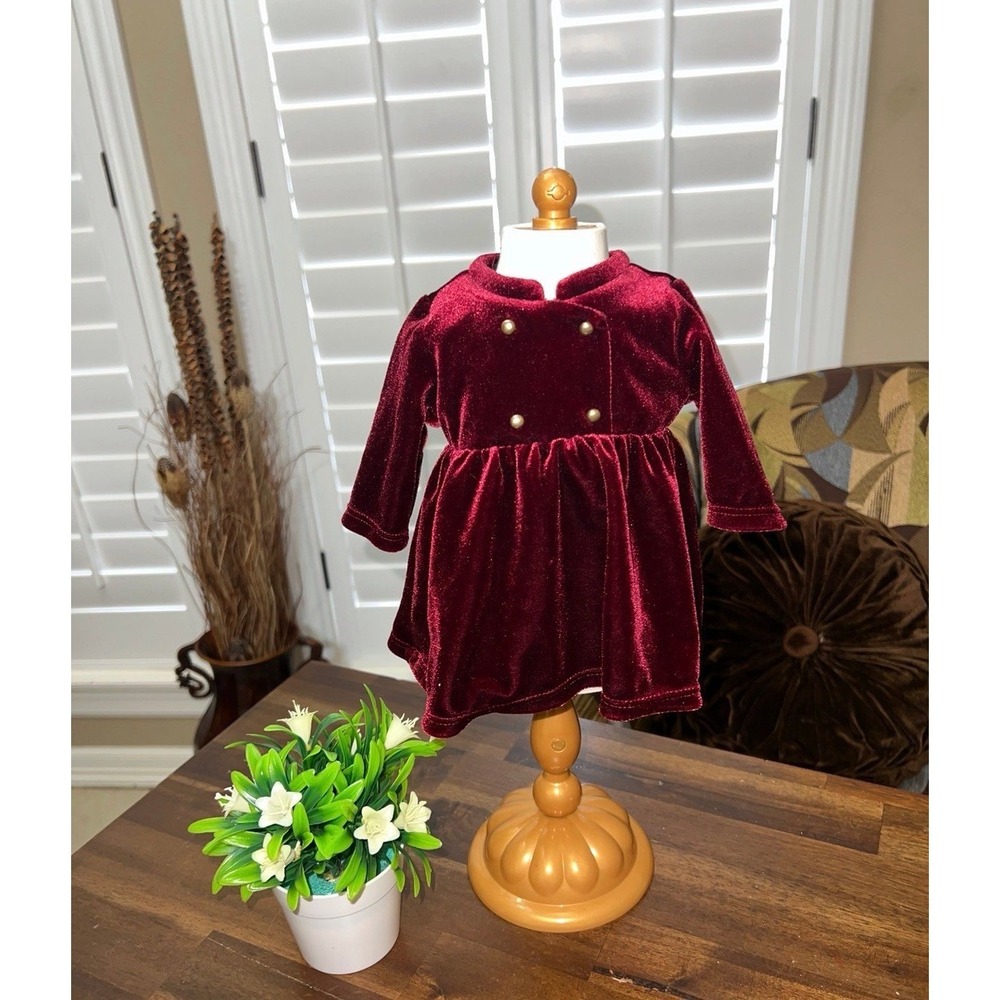 American Girl Doll Bitty Baby Holiday Red Velvet Christmas Dress only